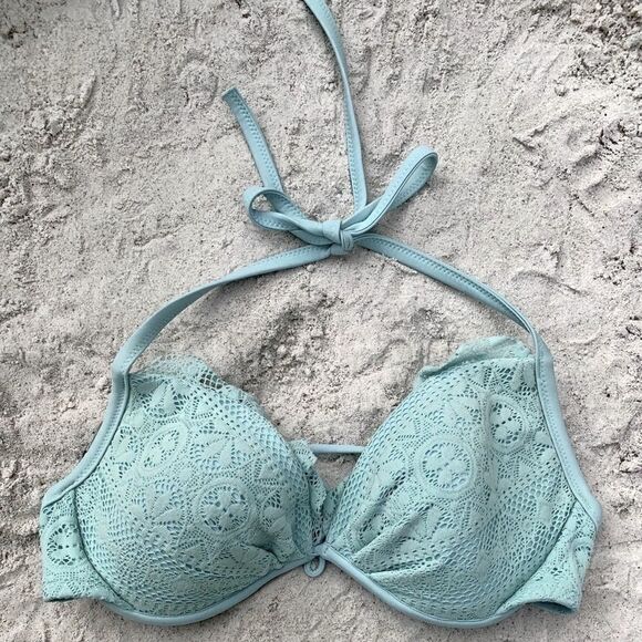 PASTEL GREEN CROCHET LINED PUSH UP UNDERWIRE 36C - Picture 1 of 3